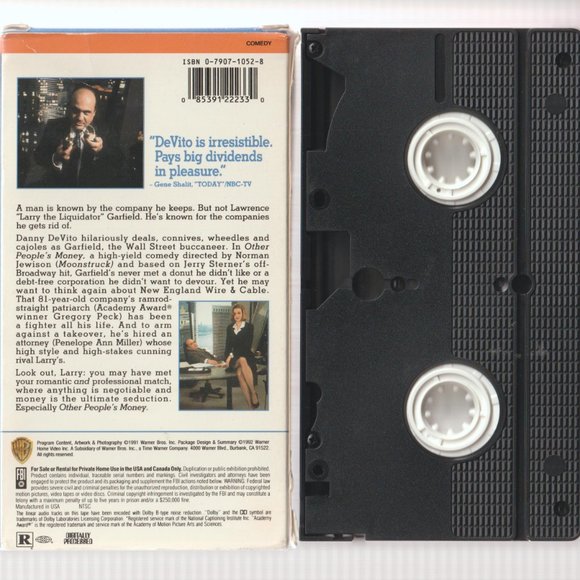 Other People's Money VHS Danny DeVito (c) 1991 - Picture 2 of 2